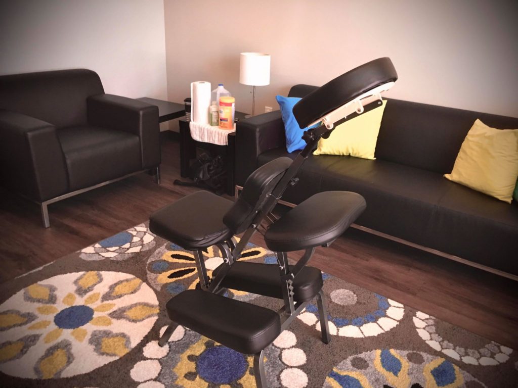 in-office medical chair massage set up